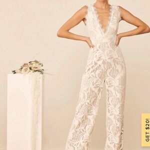 Lulus Lace Jumpsuit white